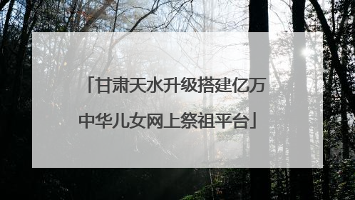 甘肃天水升级搭建亿万中华儿女网上祭祖平台